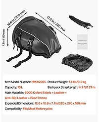 Mecale 10L Motorcycle Tail Bag Waterproof with Rain Cover and Shoulder Strap