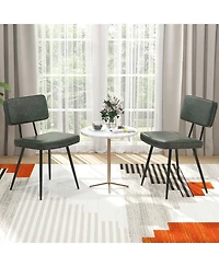 Gymax Dining Chairs Set of 4 Width Pu Leather Cover Filled Sponge Waterfall Seats