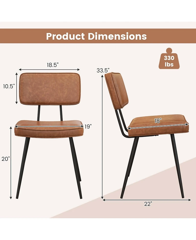 Gymax Dining Chairs Set of 4 Width Pu Leather Cover Filled Sponge Waterfall Seats