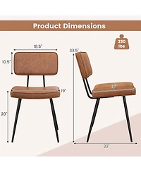 Gymax Dining Chairs Set of 4 Width Pu Leather Cover Filled Sponge Waterfall Seats