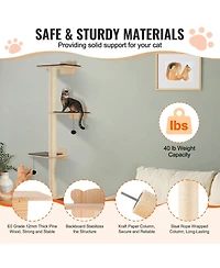 Gouun 4-Tier Wall Mounted Cat Shelves with Jumping Boards and Scratching Posts, Pine Wood Cat Climbing Furniture