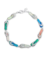 Bling Jewelry Tropical Vacation Beach Multi Color Flip Flop Sandal Created Synthetic Opal Bracelet