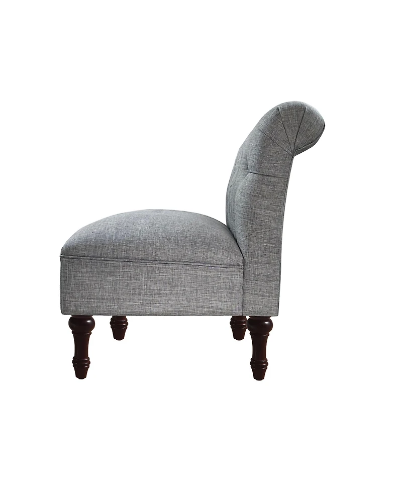 Boyel Living Classic Button-Tufted Linen Loveseat with Vintage Wood Legs and Plush Cushioning