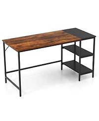 Sugift 55 Inch Modern Industrial Style Study Writing Desk with 2 Storage Shelves