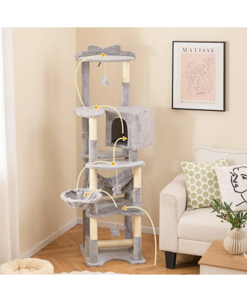 Cozito Cat Tree 69 in Multi-Level with Top Perch and Cozy Condo