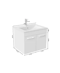 Sillysis Inch Wall Mounted Bathroom Vanity with Ceramic Sink, Soft Close Doors