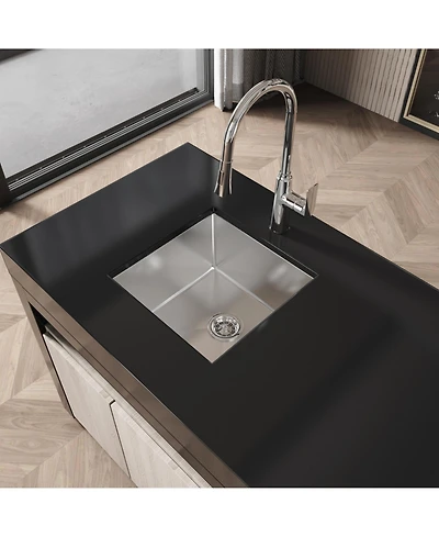 Busdays Stainless Steel Kitchen Sink, Single Bowl, Undermount HandmadeSink in Brushed Nickel, with Us Standard Drain and Hook