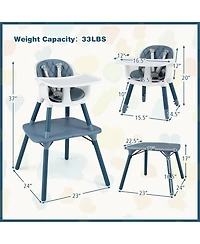 Sugift 4-in-1 Baby Convertible Toddler Table Chair Set with Pu Cushion