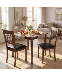 Sugift Set of 2 Dining Chair Fabric/Faux Leather Upholstered with Padded Seat