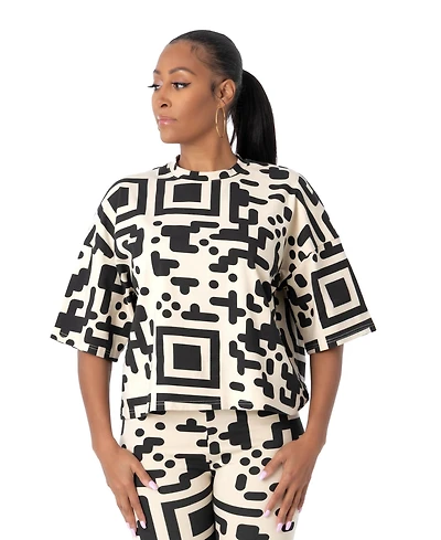 Dai Moda Women's Qr Print Oversized T-shirt