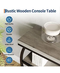 gaomon 3 Tier Metal Frame Entryway Console Table with Semicircular Design