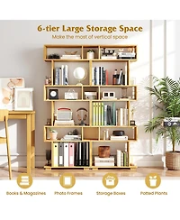 Sugift 6-Tier Geometric Bookshelf with 2 Anti-Tipping Kits for Home Office