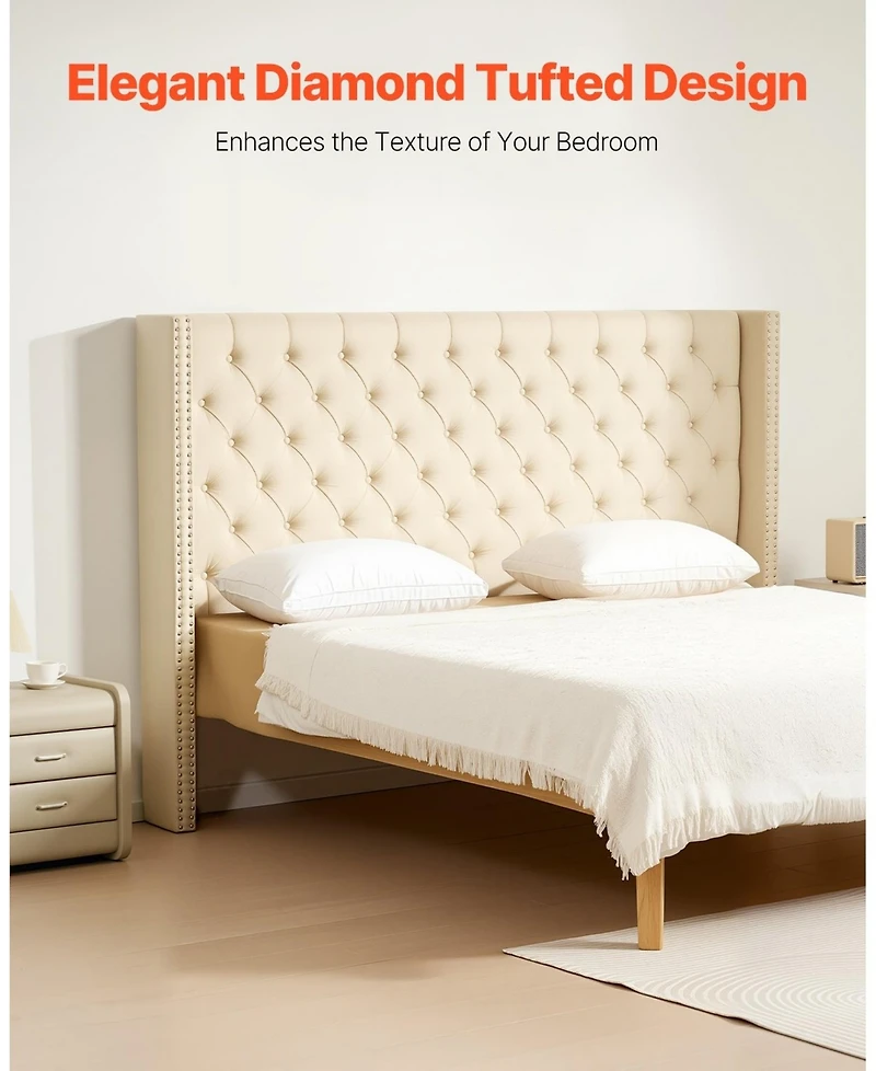 Gouun Diamond Tufted Upholstered Headboard with Adjustable Height, 84.1 in Wide