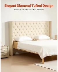 Gouun Diamond Tufted Upholstered Headboard with Adjustable Height, 84.1 in Wide