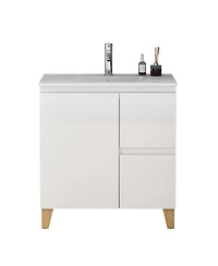 Sillysis Inch Bathroom Vanity with Sink, Glossy Storage Cabinet, Soft Close Drawer