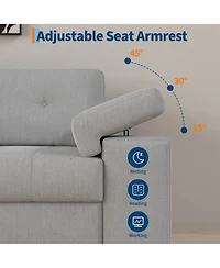 gaomon 85 Inch Modern 3 Seater Sofa Couch with Adjustable Armrests,Living Room Sofa with Plush Chenille Fabric,Couch with Button Tufted Backrest