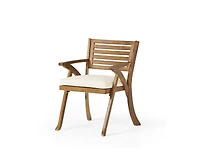 sumyeg Outdoor Hermosa 5 Piece Wood Dining Set With Cushions, Teak Finish With Cream Cushion
