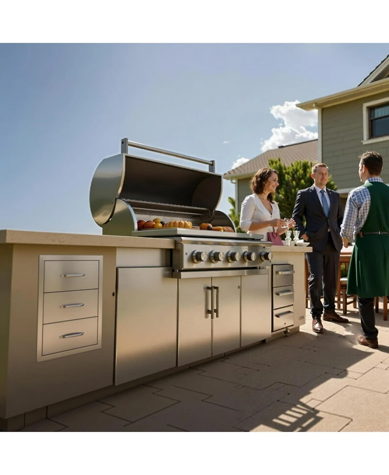Gouun Stainless Steel Triple Bbq Drawers, Flush Mount