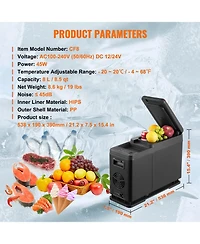 Mecale 8 Liter Car Armrest Refrigerator 12V Portable Single Zone Freezer