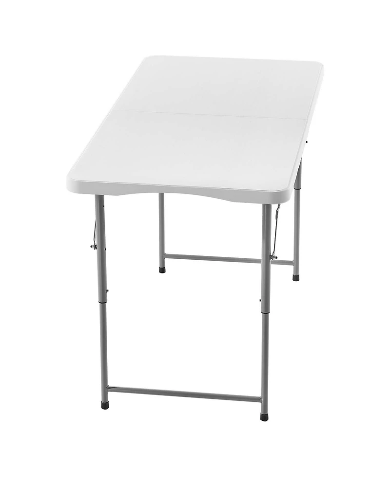 Mecale 4 Ft Fold-in-Half Folding Table with Adjustable Height and Carry Handle