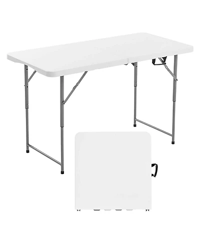 Mecale 4 Ft Fold-in-Half Folding Table with Adjustable Height and Carry Handle