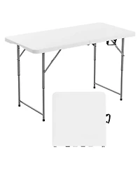 Mecale 4 Ft Fold-in-Half Folding Table with Adjustable Height and Carry Handle