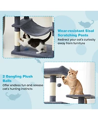 Cozito Cat Tree 58 inch Modern with Plush Perch and 2 Condos