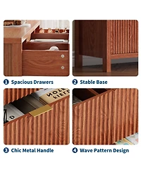 gaomon Farmhouse 9 Drawer Dresser, Fluted Wood Chest of Drawers, Slim Storage Organizer for Bedroom.