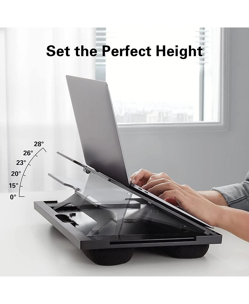 Gnuadz 15.6" Adjustable Lap Desk with Angles Mouse Pad Cushions Laptop Stand