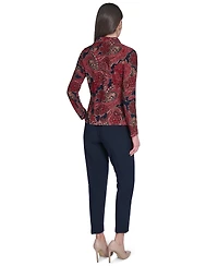Tommy Hilfiger Women's Long-Sleeve Paisley Print Collared Top