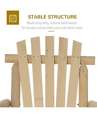 Outsunny Wooden Adirondack Porch Rocking Chair, Rustic Slatted Log Rocker for Indoor Outdoor Patio & Lawn, Natural