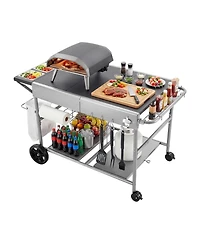 Ecooso Outdoor Grill Cart 36x23 Inch Tabletop with Spice Containers