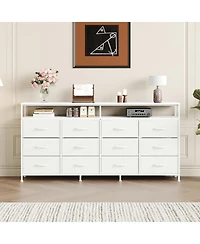 gaomon Bedroom or Living Room 12 Drawer Dresser Tv Stand, Fabric Storage Organizer with Open Shelves.