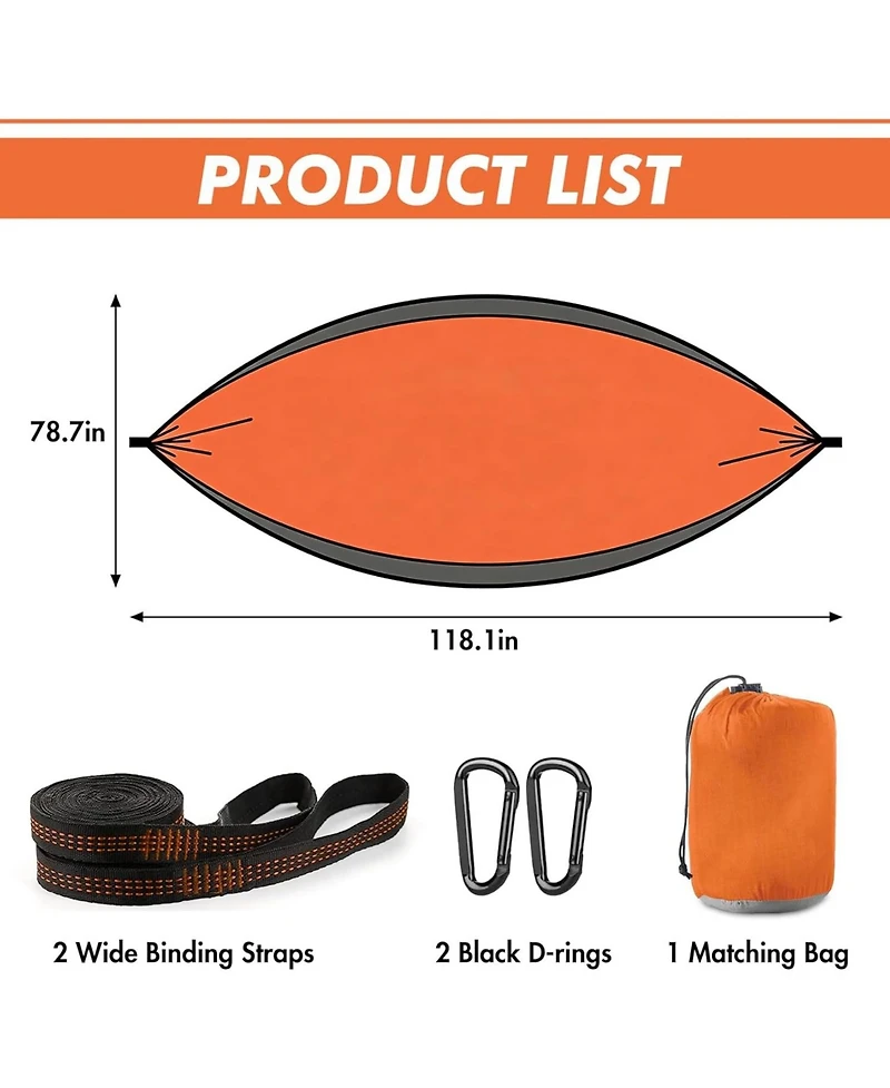 gaomon Durable Camping Hammock – 500lbs Portable Hammock Nylon Camping Hammock Chair - Double with Tree Straps - Portable for Travel, Backpacking