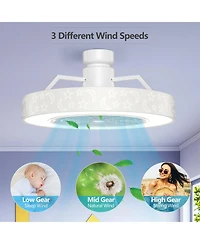 Mecale 23 Inch Ceiling Fan with Led Light Remote Starry Lampshade