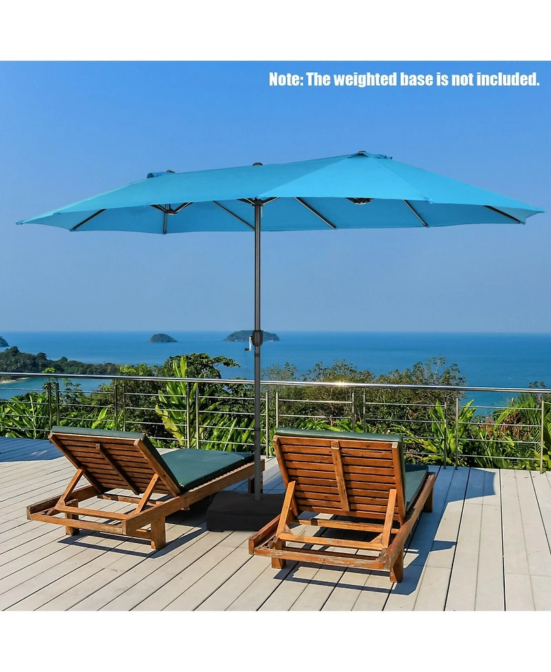 Sugift 15 Feet Patio Double-Sided Umbrella with Hand-Crank System