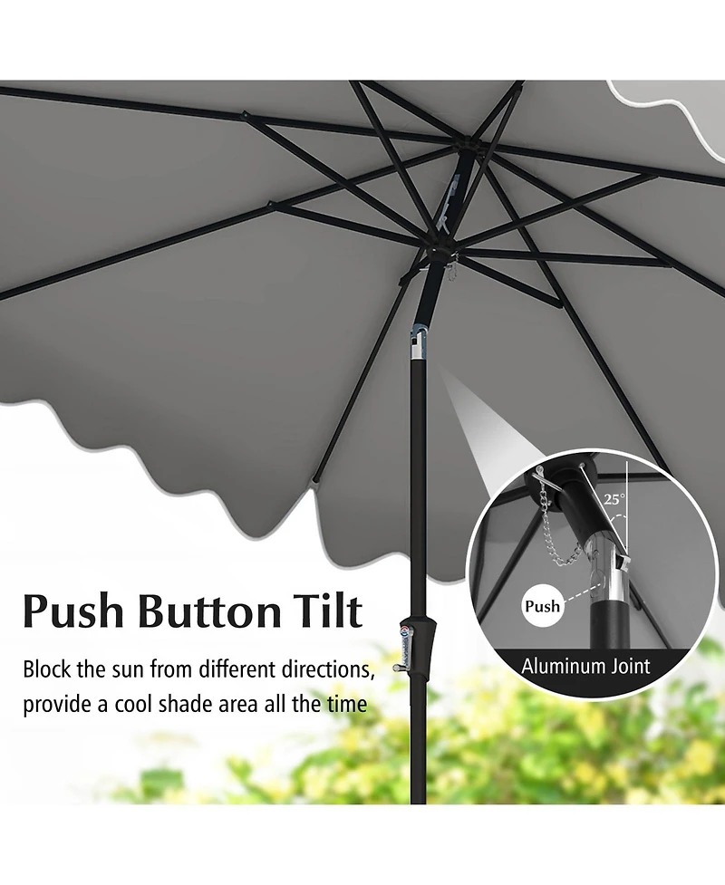 Sugift 9 Feet Patio Umbrella with Crank Handle and Push Button Tilt