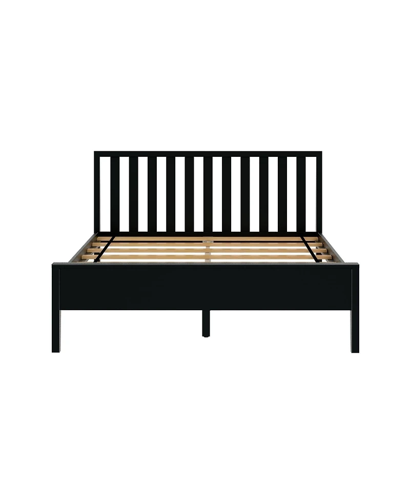 Max & Lily Scandinavian Solid Wood Queen Bed with Slatted Headboard
