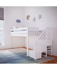 Max & Lily Twin Low Loft Bed with Staircase