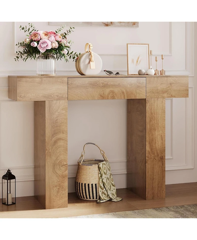 gaomon 47 in Long Console Table with Drawer, Wooden Rectangular Sofa Table Behind The Couch