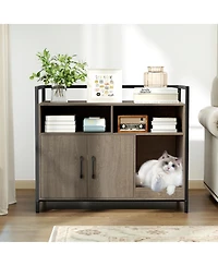 Cozito Hidden Cat Washroom 35 in Double Door Scratch Board Oak