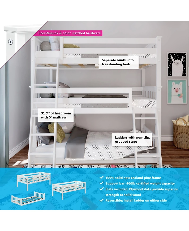 Max & Lily Twin Triple Bunk Bed Frame