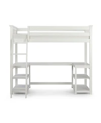 Max & Lily Twin Loft Bed, Solid Wood Loft Bed with Desk and Storage Shelves for Kids