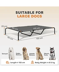 Aostirmotor Large Elevated Dog Bed. Breathable mesh, sturdy steel frame, ideal for outdoor and indoor use. 60"L, perfect for large breeds