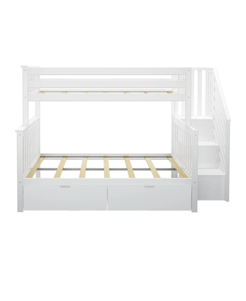 Max & Lily Twin over Full Staircase Bunk Bed with Storage Drawers