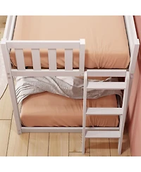 Max & Lily Twin Over Low Bunk Bed With Ladder on End, Pecan