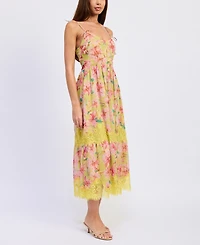 En Saison Women's Sleeveless Bustier V-Neck Midi Dress