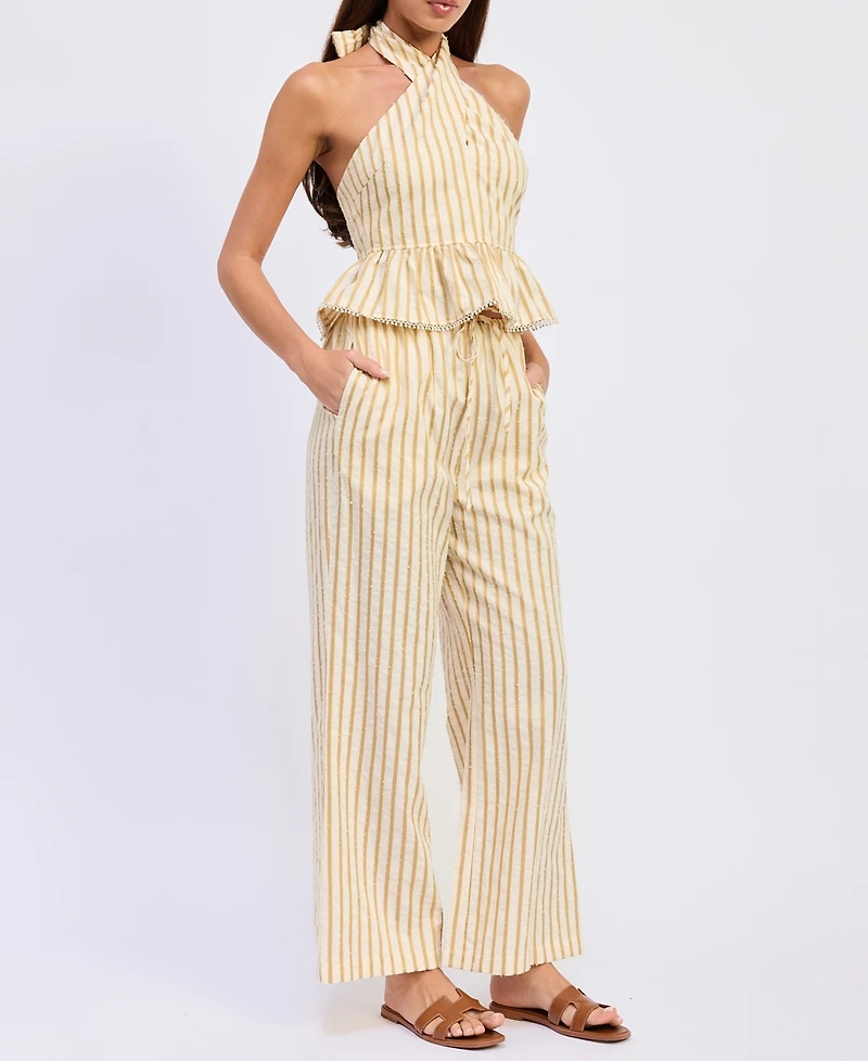 En Saison Women's Pull-On Self-Tie Waist Pants