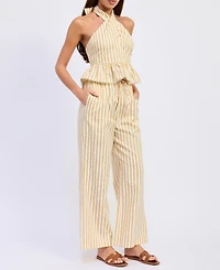 En Saison Women's Pull-On Self-Tie Waist Pants