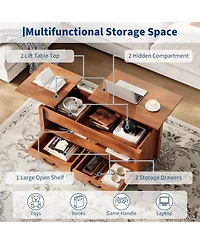 gaomon 47.2" Coffee Table with Storage, Multi-Function Lift Top Coffee Table with Wooden Lift Tabletop